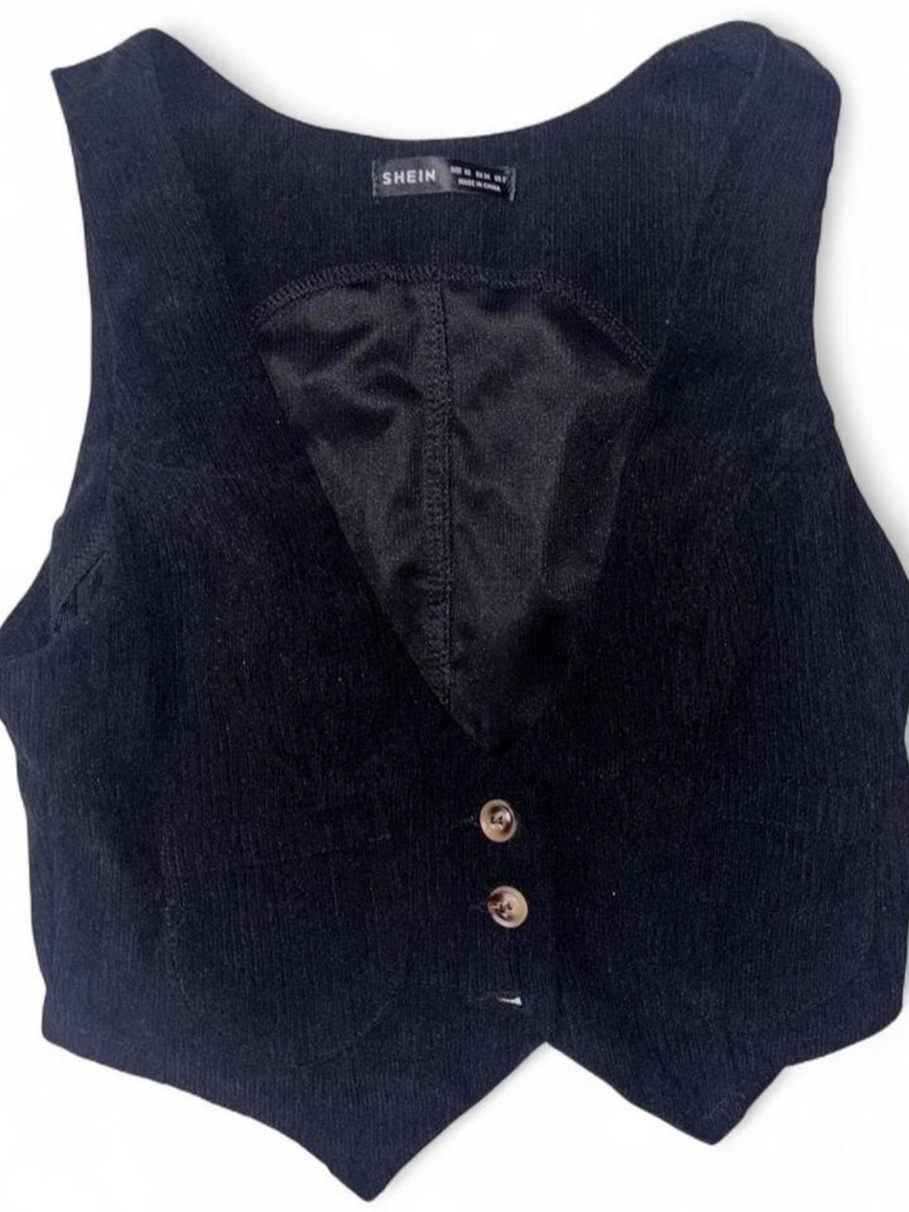 Black Corduroy Button Front Suit Vest Top Size XS